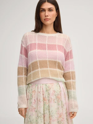 Sweter Kulti w kolorze różowym/jasnobrązowym w kratkę Joop