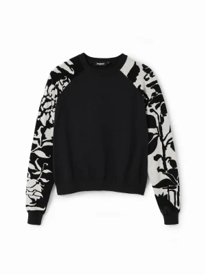 Sweter łączony kwiaty Desigual