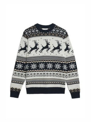 Sweter Marks & Spencer granatowy melanż