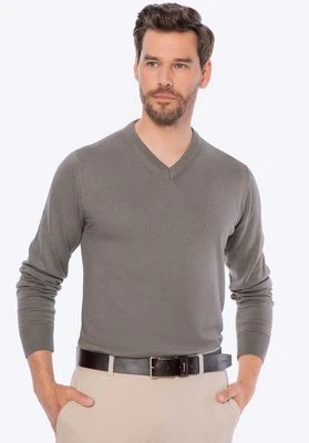 Sweter męski bawełniany z kaszmirem ciemny beż Wittchen