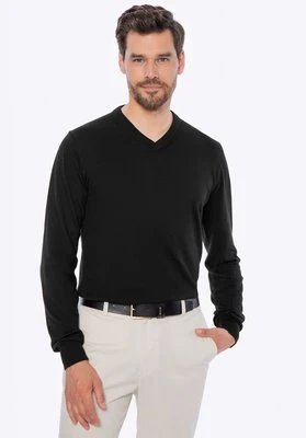 Sweter męski bawełniany z kaszmirem czarny Wittchen