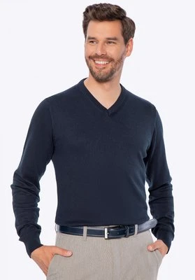 Sweter męski bawełniany z kaszmirem granatowy Wittchen