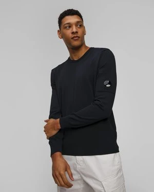 Sweter Męski C.p. Company Cotton Crepe Crewneck Lens Knit Granatowy CP Company