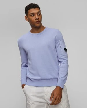 Sweter Męski C.p. Company Cotton Crepe Crewneck Lens Knit Niebieski CP Company