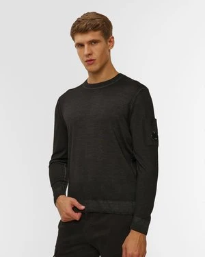Sweter Męski C.p. Company Merino Wool Crewneck Lens Sweater Czarny CP Company
