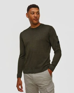 Sweter Męski C.p. Company Merino Wool Crewneck Lens Sweater Zielono-szary CP Company