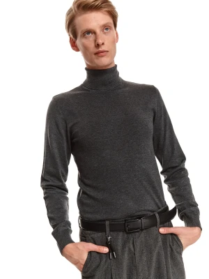 Sweter męski ciemnoszary - SSW3276ST sweter golf długi rękaw - TOP SECRET - Odzieżowy sklep internetowy TOP SECRET
