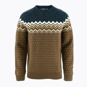 Sweter męski Fjällräven Övik Knit Sweater dark oak / navy Brązowy