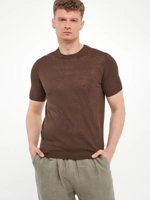 Sweter męski lniany z krótkim rękawem AERONAUTICA MILITARE