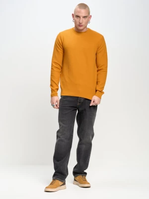 Sweter męski o teksturowym splocie pomaraŅczowy Reyli 703 BIG STAR
