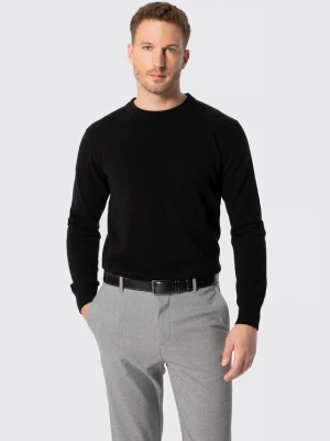 Sweter męski wełniany z okrągłym dekoltem czarny Wittchen