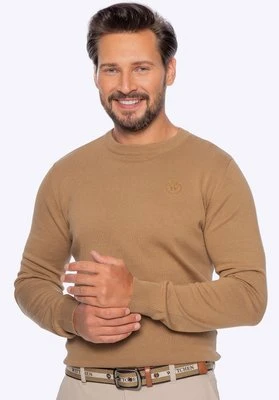 Sweter męski z bawełny beżowy Wittchen