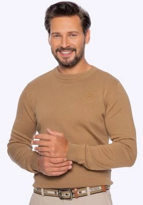 Sweter męski z bawełny beżowy Wittchen