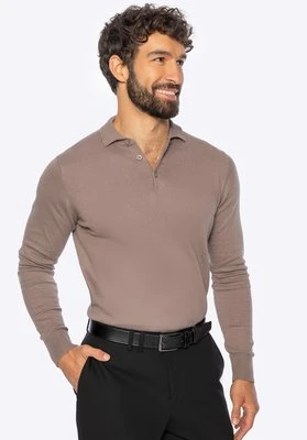 Sweter męski z bawełny z domieszką kaszmiru ciemny beż Wittchen