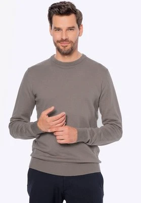 Sweter męski z bawełny z domieszką kaszmiru ciemny beż Wittchen