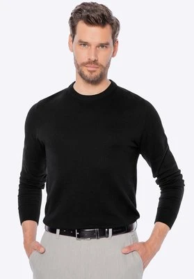 Sweter męski z bawełny z domieszką kaszmiru czarny Wittchen