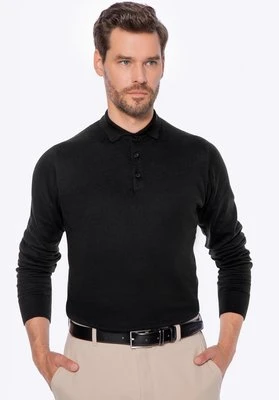 Sweter męski z bawełny z domieszką kaszmiru czarny Wittchen