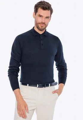 Sweter męski z bawełny z domieszką kaszmiru granatowy Wittchen