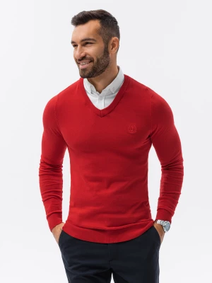 Sweter męski z białym kołnierzykiem - czerwony V4 E120
 -                                    L