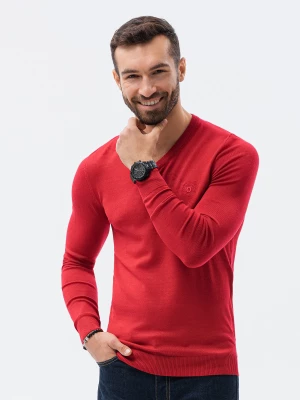 Sweter męski z haftem - czerwony V20 E191
 -                                    XXL
