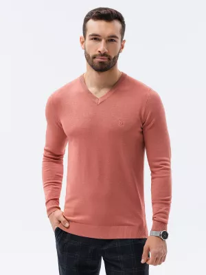 Sweter męski z haftem - różowy V18 E191
 -                                    XXL
