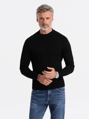 Sweter męski z półgolfem o gładkiej strukturze - czarny V1 E178
 -                                    XXL