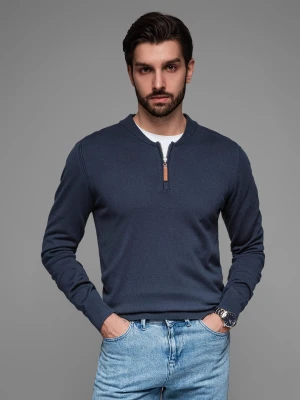 Sweter męski z wiskozą i rozpinanym dekoltem – granatowy V4 OM-SWZS-0124
 -                                    S Ombre