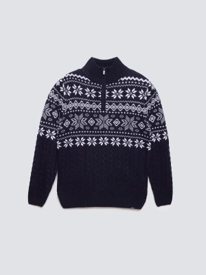 Sweter męski ze skandynawskim wzorem granatowy Kevino 403 BIG STAR