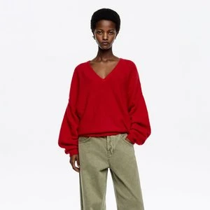 Sweter moherowy raglanowe rękawy maxi czerwony BIMBA Y LOLA