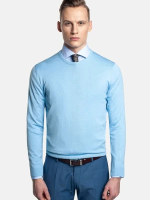 SWETER MOULIN Z OKRĄGŁYM DEKOLTEM BŁĘKITNY Recman