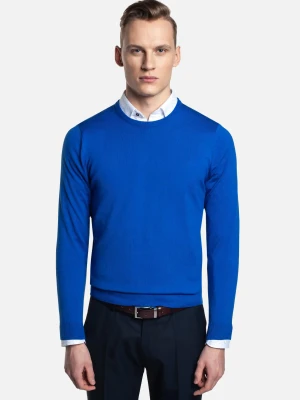 SWETER MOULIN Z OKRĄGŁYM DEKOLTEM NIEBIESKI Recman