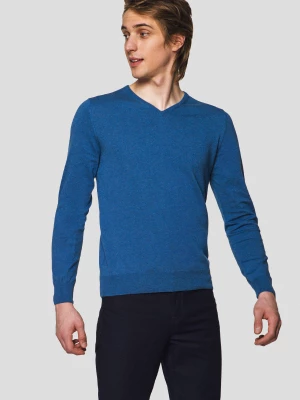 Sweter Niebieski Bawełniany w Serek Robin Lancerto
