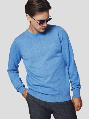 Sweter Niebieski z Bawełną Gładki Morey Lancerto