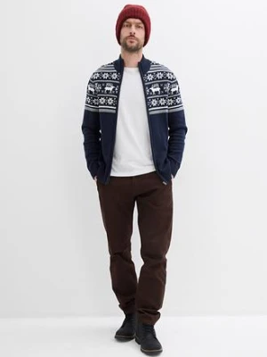 Sweter norweski rozpinany z przyjemnej dla skóry czystej bawełny bonprix