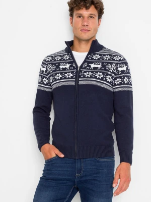 Sweter norweski rozpinany z przyjemnej dla skóry czystej bawełny bonprix