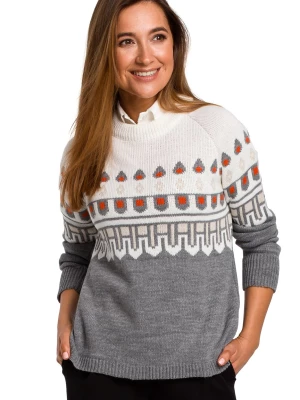 Sweter norweski szary damski Sukienki.shop