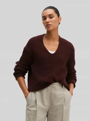 Sweter o kroju loose fit z mieszanki bawełny Marc O'Polo Ciemnoczerwony