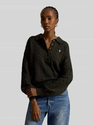 Sweter o kroju loose fit z mieszanki wełny z domieszką kaszmiru Polo Ralph Lauren Oliwkowy