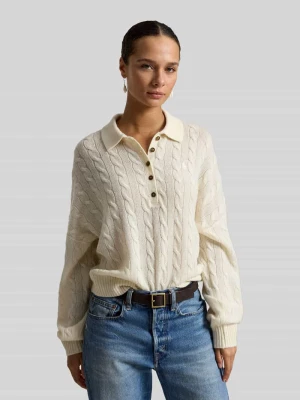 Sweter o kroju loose fit z mieszanki wełny z domieszką kaszmiru Polo Ralph Lauren Złamany biały