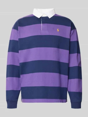 Sweter o kroju oversized z czystej bawełny model '6/1' Polo Ralph Lauren Purpurowy