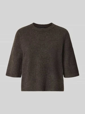 Sweter o kroju oversized z dodatkiem wełny model 'BOOM' Vero Moda Czekoladowy
