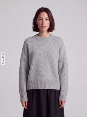 Sweter o kroju oversized z dodatkiem wełny model 'BOOM' Vero Moda Jasnoszary