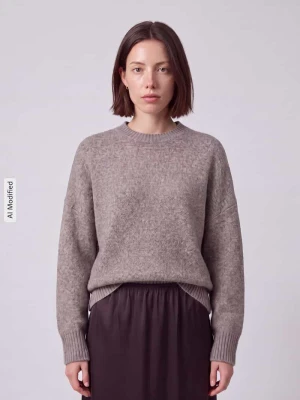 Sweter o kroju oversized z dodatkiem wełny model 'BOOM' Vero Moda Piaskowy