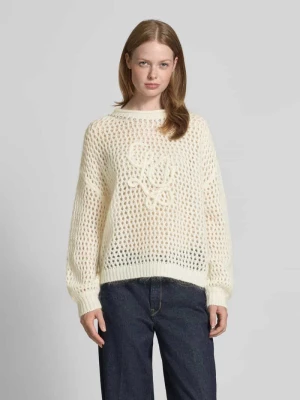 Sweter o kroju oversized z dzianiny z dodatkiem moheru i wełny lana Liu Jo White