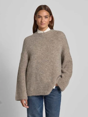 Sweter o kroju oversized z dzianiny z mieszanki wełny z alpaki model ‘GABRIELLA’ Selected Ciemnoszary