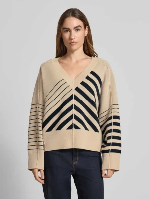 Sweter o kroju oversized z dzianiny z mieszanki żywej wełny i kaszmiru model ‘FUDALI’ Boss