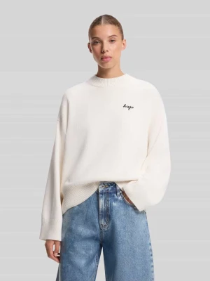 Sweter o kroju oversized z mieszanki bawełny model 'Shenny_B' Hugo Biały