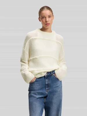 Sweter o kroju oversized z mieszanki materiałów z dodatkiem wełny Hugo Écru