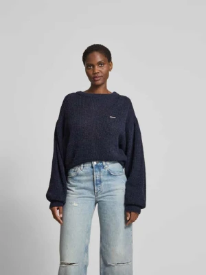 Sweter o kroju oversized z mieszanki wełny z alpaki ROTATE Ciemnoniebieski