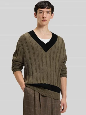 Sweter o kroju oversized z mieszanki żywej wełny HUGO